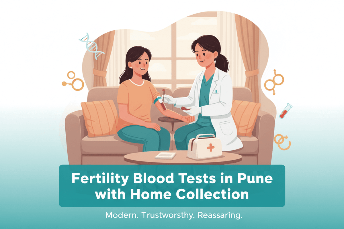 Fertility Blood Tests in Pune with Home Collection, featuring a patient receiving a blood draw at home.