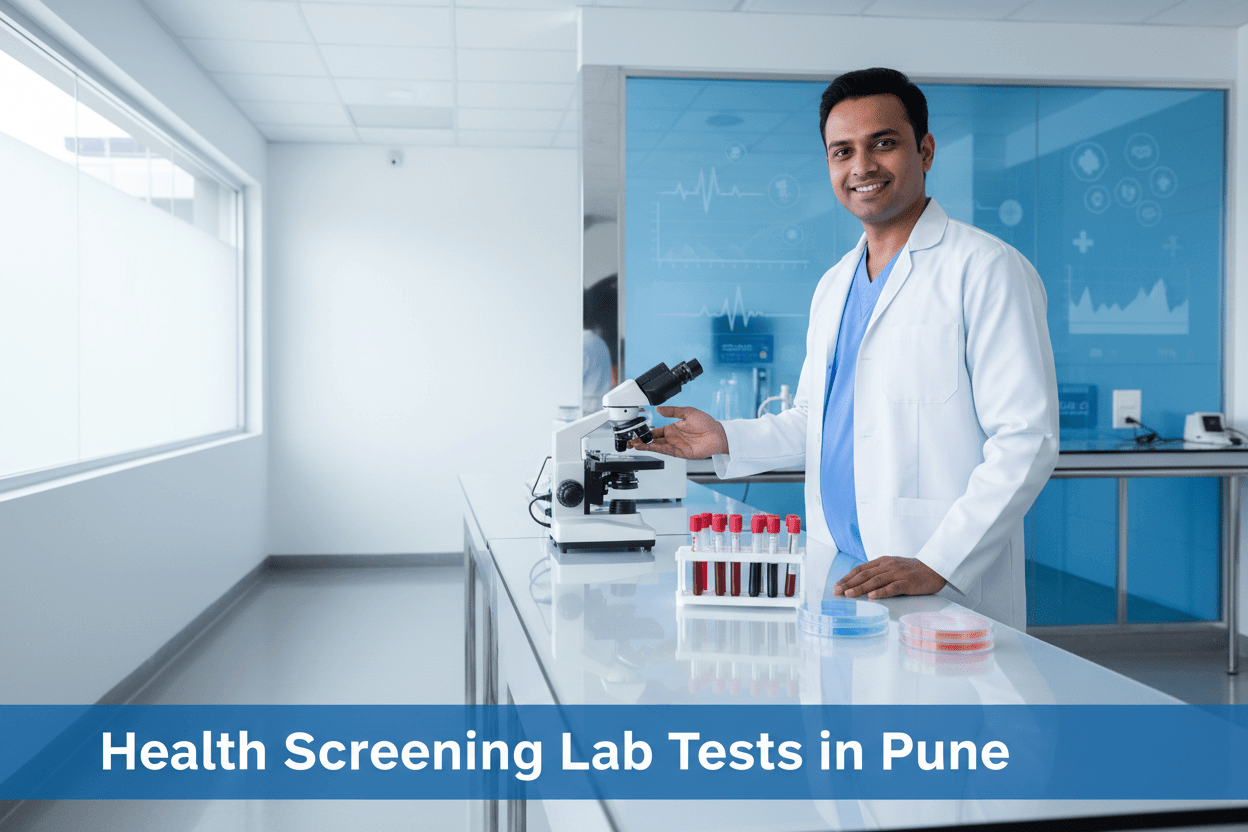 Health screening tests Pune with trained staff and lab equipment in a modern facility.