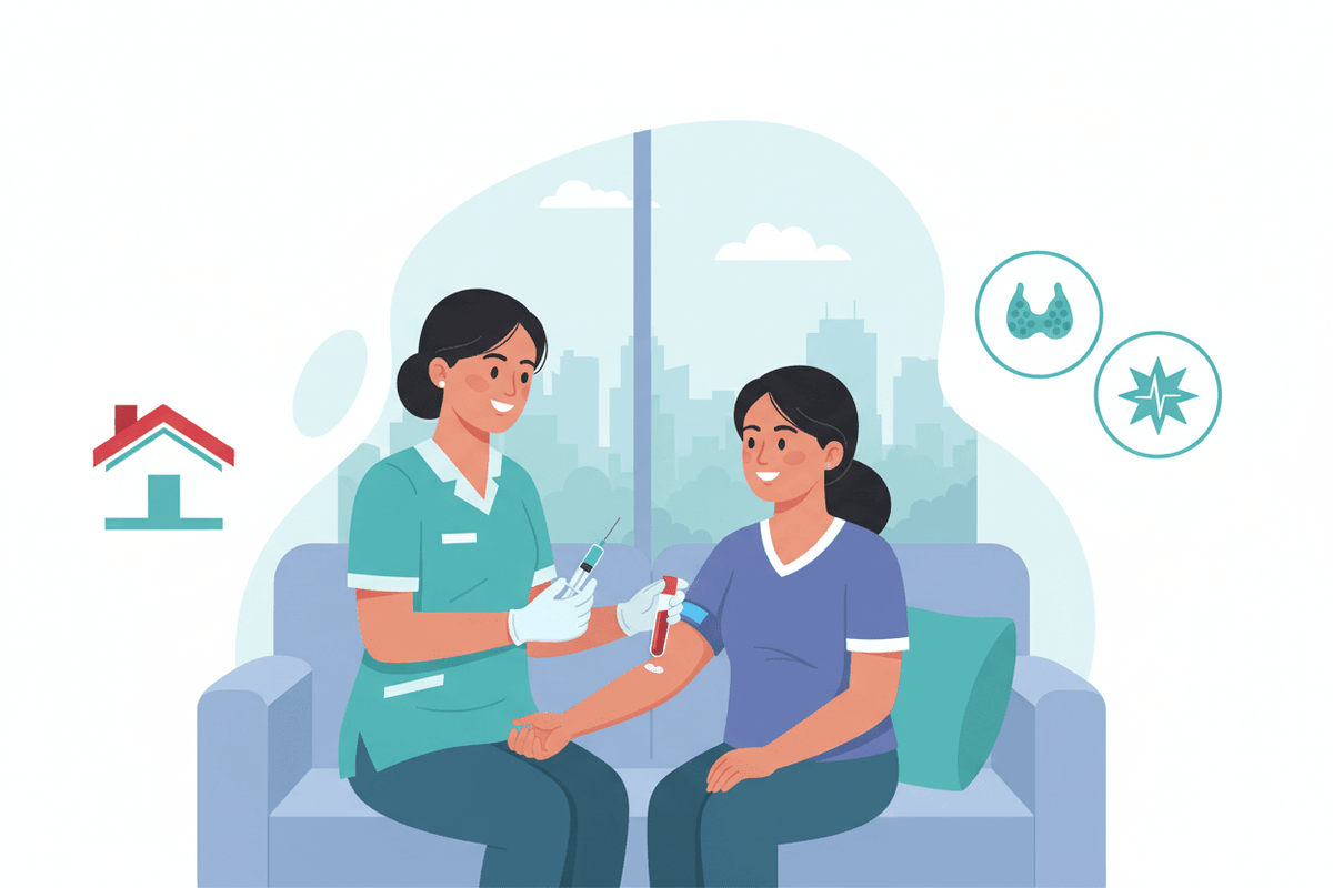 home hormone blood tests Pune with trained phlebotomist performing blood collection at home