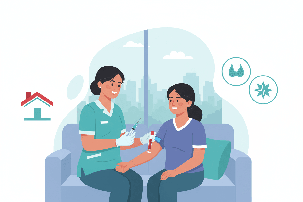 home hormone blood tests Pune with trained phlebotomist performing blood collection at home