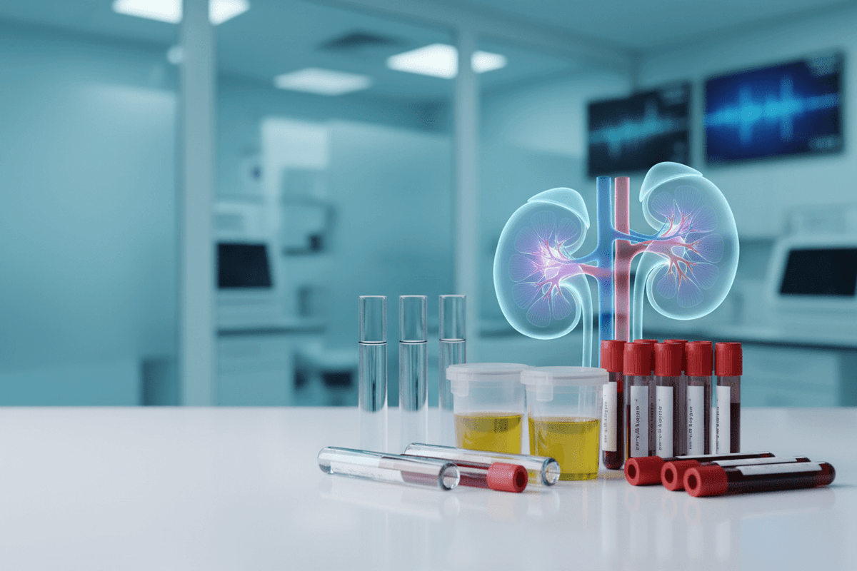 Kidney Disease Monitoring Tests in Pune with blood and urine sample collection equipment.