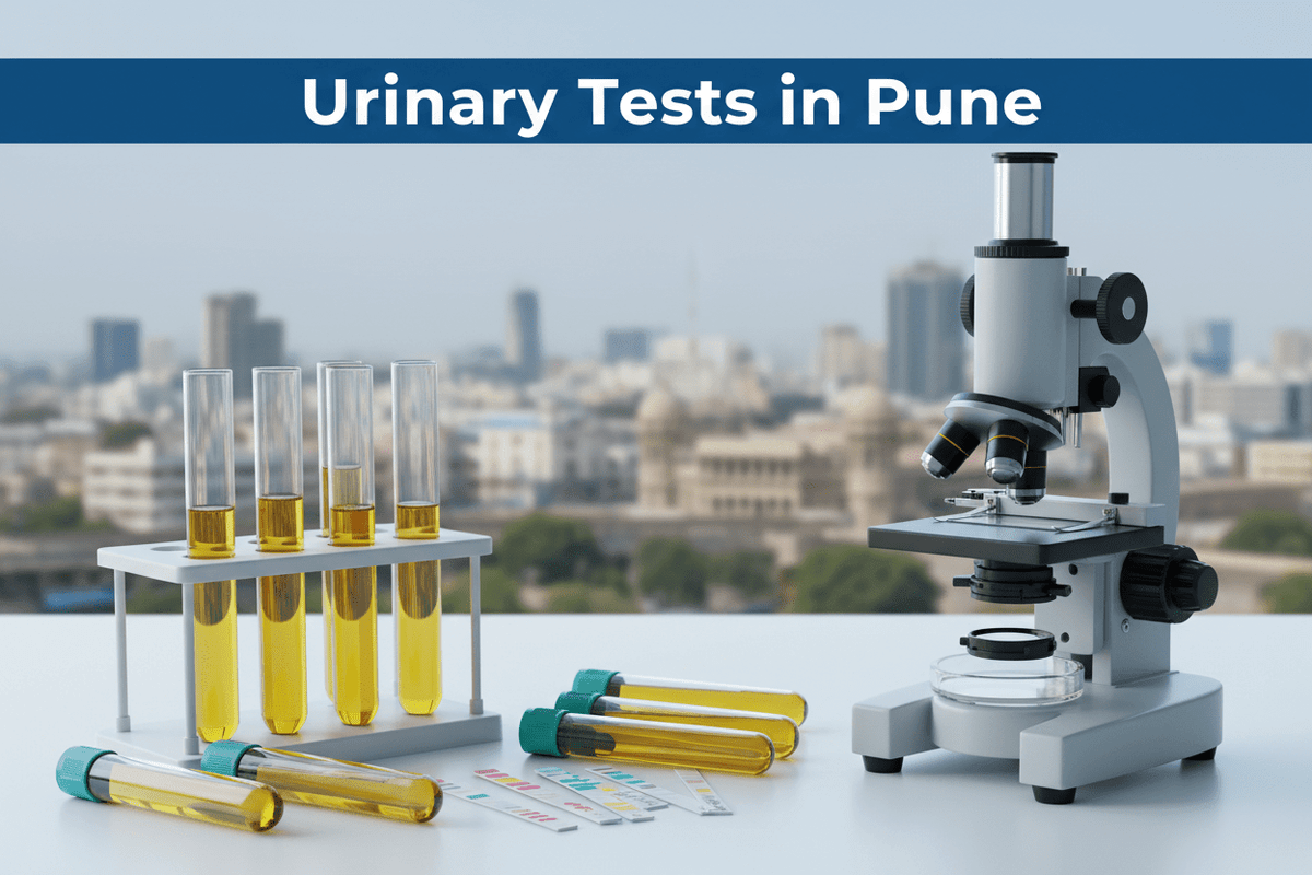 home urinary tests in Pune with test tubes and microscope for accurate analysis