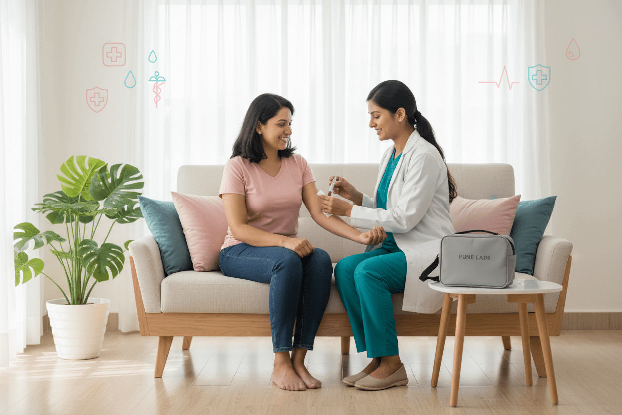 womens wellness lab tests Pune home sample collection with trained phlebotomist